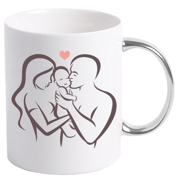 Cana personalizata cu maner colorat, ARGINTIU, ”Cana pentru cea mai iubita Mamica”, 330 ml - imagine 2