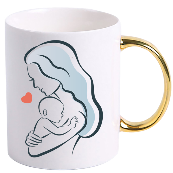 Cana personalizata cu maner colorat, Auriu, ”Cana pentru cea mai deosebita Mamica”, 330 ml - imagine 2