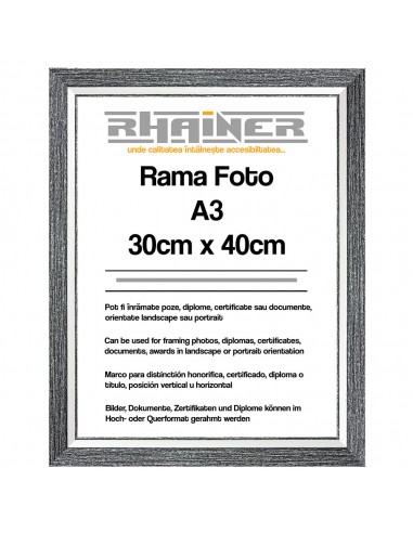 Rama foto Tenerife negru+alb A3