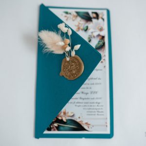 Invitație Nuntă Luxury „Emerald” cu Sigiliu Decorativ