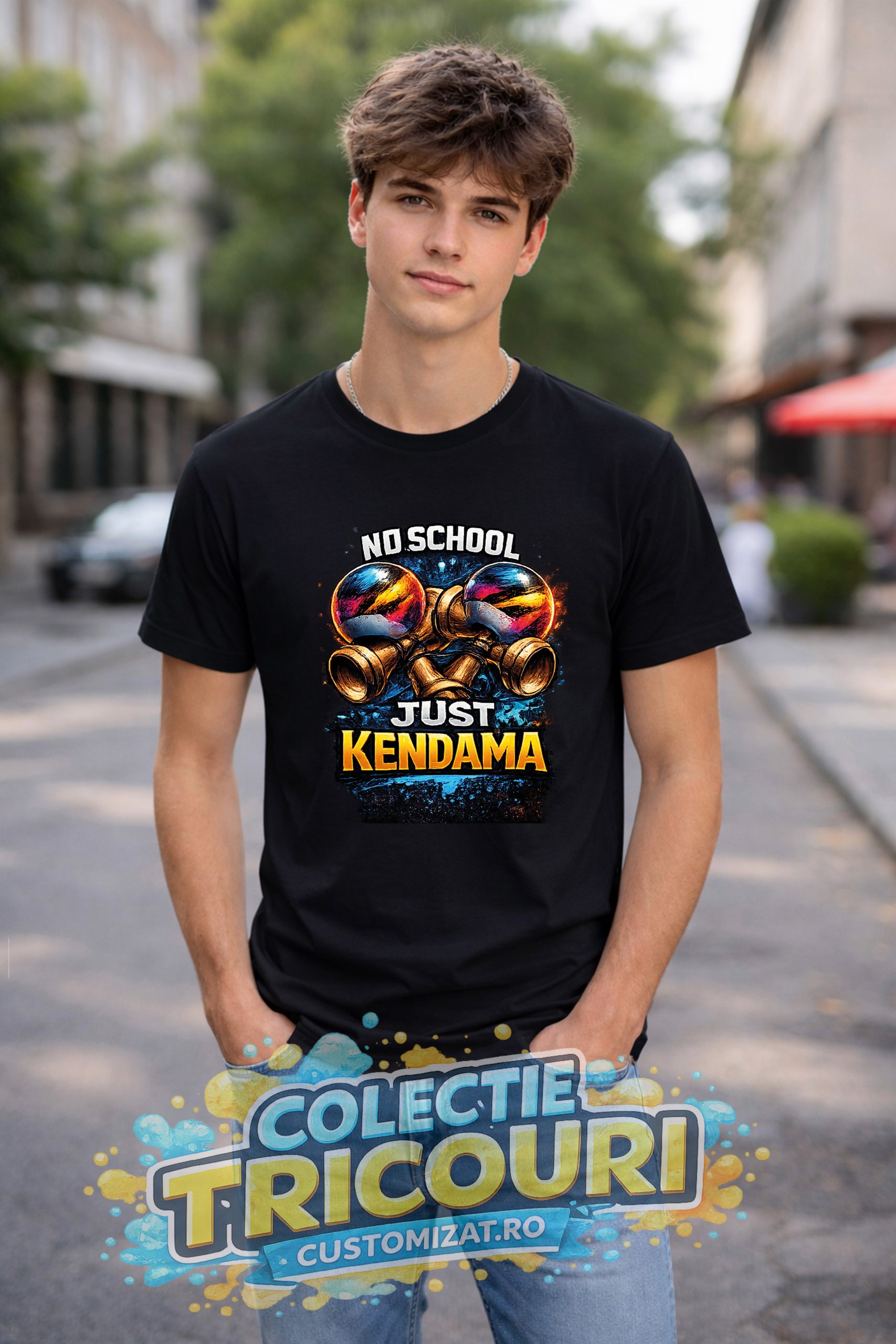 Tricouri Kendama pentru Jucători AdevărațiTricou No School Just Kendama – Tricou Kendama Personalizat - imagine 3